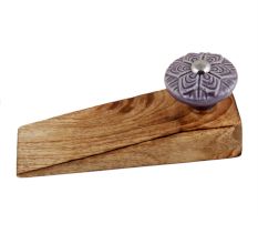 2 Pieces Purple Wheel Flower Ceramic Wooden Door Stopper